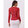 INSPIRE CHIC Women's Tie Front Ruffled Hem Floral Lace Sheer Crop Bolero Shrug - 3 of 4
