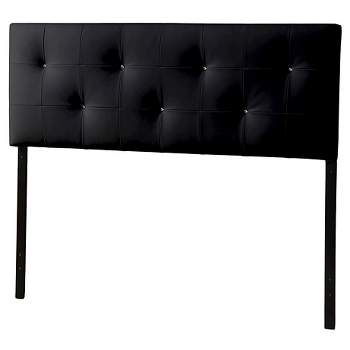 King Dalini Modern and Contemporary Faux Leather Headboard with Faux Crystal Buttons Black - Baxton Studio