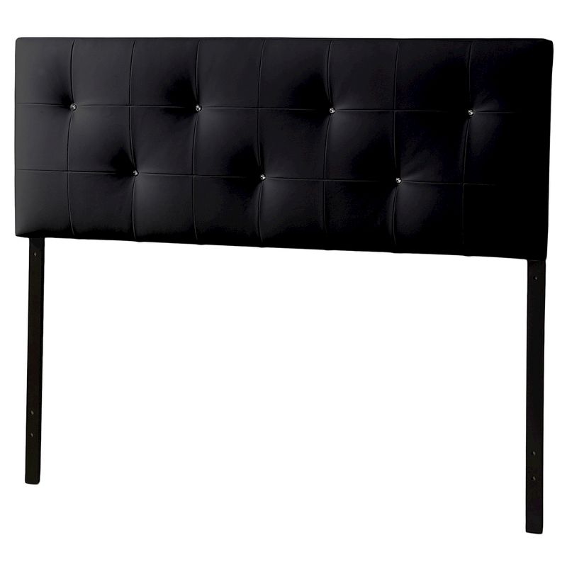 King Dalini Modern and Contemporary Faux Leather Headboard with Faux Crystal Buttons Black - Baxton Studio, 1 of 4