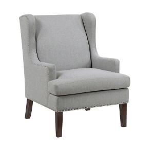Upholstery Nailhead Trim Accent Chair with Foam Cushion, Attached Cushions and Removable Cover - 1 of 4