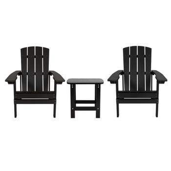 Emma and Oliver Three Piece Hammond Adirondack Style Conversation Set with Two Chairs and Matching Side Table for Indoor and Outdoor Use