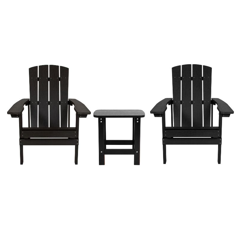 Emma and Oliver Three Piece Hammond Adirondack Style Conversation Set with Two Chairs and Matching Side Table for Indoor and Outdoor Use, 1 of 13