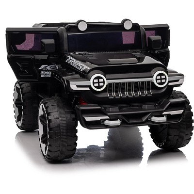 12V Electric Kids Ride on Car with Remote Control, 2 Seater 4WD Off-Road Truck with Decor Spare Tire, 25W Dual Motor