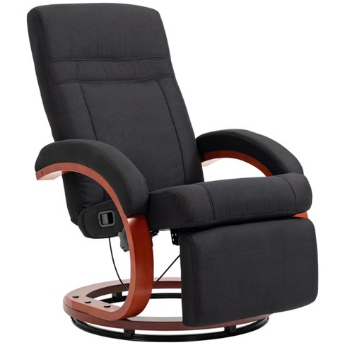 HOMCOM PU Leather Manual Recliner with Thick Padded Upholstered Cushion and Retractable Footrest, Brown, Size: 35.5