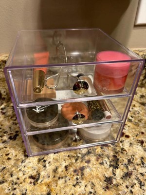 iDesign The Sarah Tanno Collection Small Stacking Cosmetic Drawer Organizer  with Lid and Divider, Smoke/Black - Yahoo Shopping