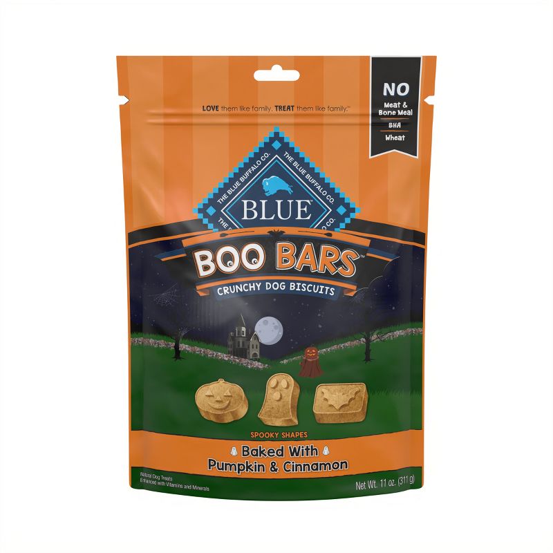 Blue Buffalo Boo Bars Crunchy Biscuits, Pumpkin &#38; Cinnamon Halloween Dog Treats - 11oz, 1 of 8