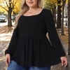 Women's Plus Size Casual Cable Knit Peplum Scoop Neck LongSleeve Trendy Blouses - Agnes Orinda - 2 of 4