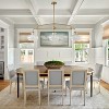 BAOURE Mid-Century Modern Chandelier, 3-Light Brass Kitchen Island Pendant Light, 46.85in Dining Room Light Fixture Over Table with Clear Glass Shades - 3 of 4