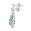 Haus of Brilliance Silver 7x5MM Emerald Blue Topaz and Diamond Accent Art Deco Halo Drop Earrings - 2 of 4