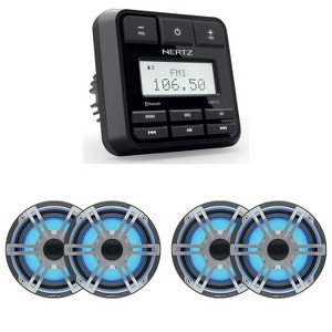 Hertz Marine HMR-15 Receiver and (2 Pair ) HEX Series HEX-65-S-LD-G 6.5" 4-Ohm Marine Coax Set with RGB LEDs - 1 of 4