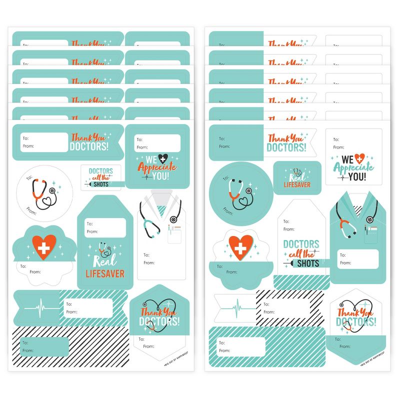 Big Dot of Happiness Thank You Doctors - Assorted Doctor Appreciation Week Gift Tag Labels - To and From Stickers - 12 Sheets - 120 Stickers, 1 of 9