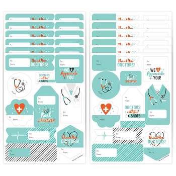 Big Dot of Happiness Thank You Doctors - Assorted Doctor Appreciation Week Gift Tag Labels - To and From Stickers - 12 Sheets - 120 Stickers