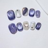 LOVELAY CREATIONS Purple Glitter Square Press-On Nails with Rhinestones - 2 of 2