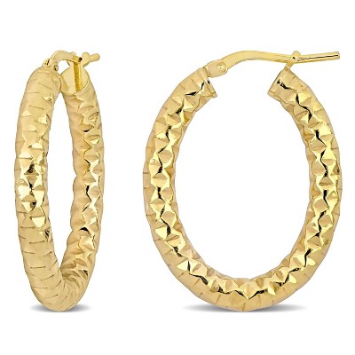 EVERLY JEWELRY | Yellow Plated Sterling Silver 31 MM Diamond Cut Hoop Earrings