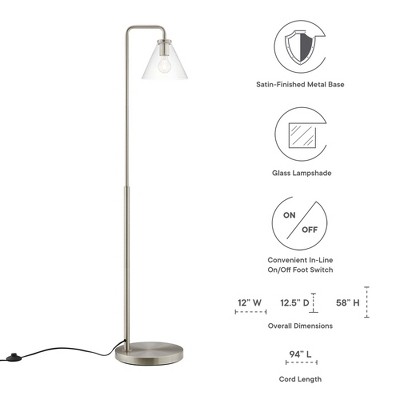 Element Satin Nickel Glass and Metal Arc Floor Lamp
