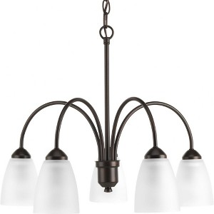 Progress Lighting Gather 5-Light Chandelier, Antique Bronze, Etched Glass Shades - 1 of 2
