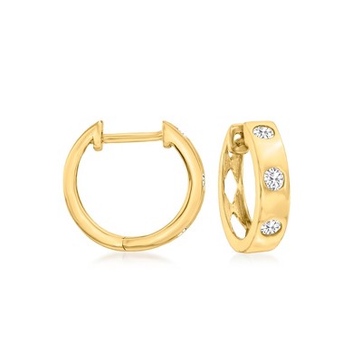 RS Pure by Ross-Simons 0.25 ct. t.w. Bezel-Set Diamond Huggie Hoop Earrings in 14kt Yellow Gold