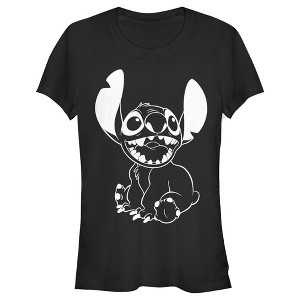 Junior's Women Lilo & Stitch Negative Black and White T-Shirt - 1 of 4