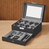 8-Slot Watch Box, Lockable Case with Glass Lid, 2 Layers Perfect Gift Idea Synthetic Leather - 3 of 3