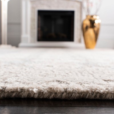 Ivory and Grey Hand-Tufted Wool and Viscose Area Rug
