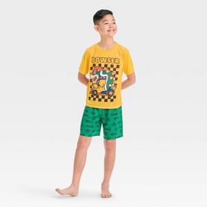 Boys' Bowser 2pc Pajama Set - Yellow - 1 of 4