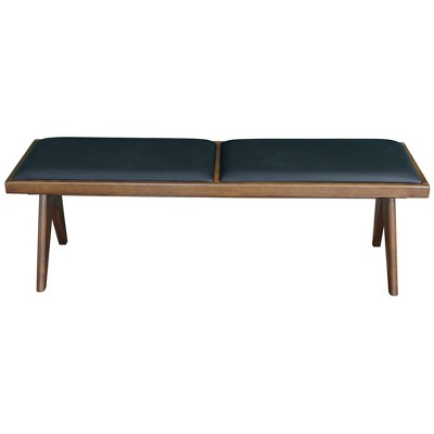 TiramisuBest Button Tufted Bed Bench - Upholstered with Arms & Solid Wood Legs, Black
