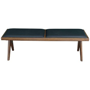 TiramisuBest Button Tufted Bed Bench - Upholstered with Arms & Solid Wood Legs, Black - 1 of 4