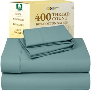 Cotton Sheets Set - Softest 400 Thread Count Bed Sheets, 100% Cotton Sateen, Cooling, Deep Pocket by California Design Den - 1 of 4