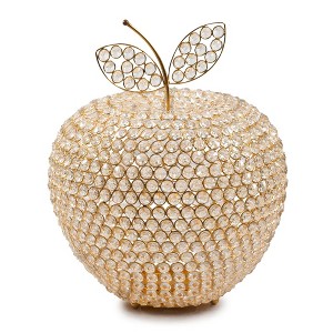 HomeRoots 15" Gold Aluminum And Faux Crystal Decorative Apple - 1 of 4