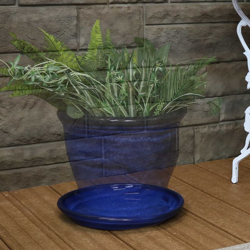 Sunnydaze Outdoor/Indoor High-Fired Glazed UV- and Frost-Resistant Ceramic Flower Pot Planter Saucers - 2-Pack, 6 of 30