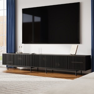 POVISON Mid-Century Modern TV Stand,Modern TV Console,Entertainment Center Media Console,with Openwork Iron Legs Black 118.11" - 1 of 4