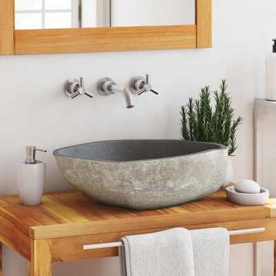 vidaXL Basin River Stone Oval 18.1 inches -20.5 inches
