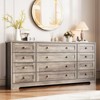 Wooden Dressers for Bedroom with 12 Drawers, Wide TV Stand Dresser for 65 Inch TV, Chest of Drawers,Wood Modern Clothes Storage Organizer for Hallway - 3 of 4