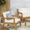 FATMOON Outdoor Acacia Wood Patio Club Chair, Patio Furniture,Waterproof Thick Cushion Deep Seating for Porch, Garden, Backyard, Teak + Beige - 2 of 4