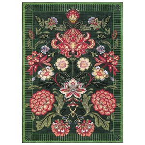 Floral Machine Washable Area Rugs for Living Room Bedroom Soft Non Slip Pastoral Rug Low Pile Botanical Floor Carpet for Kitchen Bathroom - 1 of 4