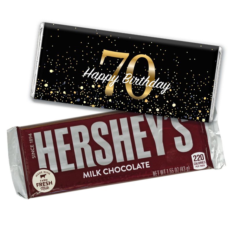 70th Birthday Candy Party Favors Wrapped Hershey's Chocolate Bars or Wrappers Only by Just Candy, 1 of 3