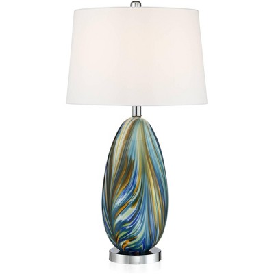 Possini Euro Design Possini Euro Pablo Blue Art Glass Table Lamp with Dimmer with USB Port