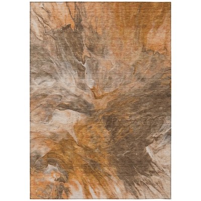 Orange Copper And Terra Cotta Abstract Washable Indoor Outdoor Area Rug