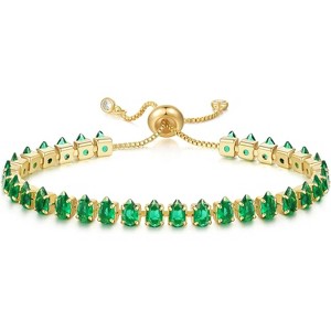 Tennis Bracelet for Women, 14K Gold Plated Cubic Zirconia Adjustable Slider Bracelets Trendy Jewelry Gift - 1 of 4