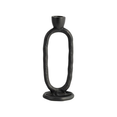 Oval Ring Taper Candle Holder - Contemporary Abstract Metal Candle Display for Home or Office Decor - Wedding Event Candle Decor