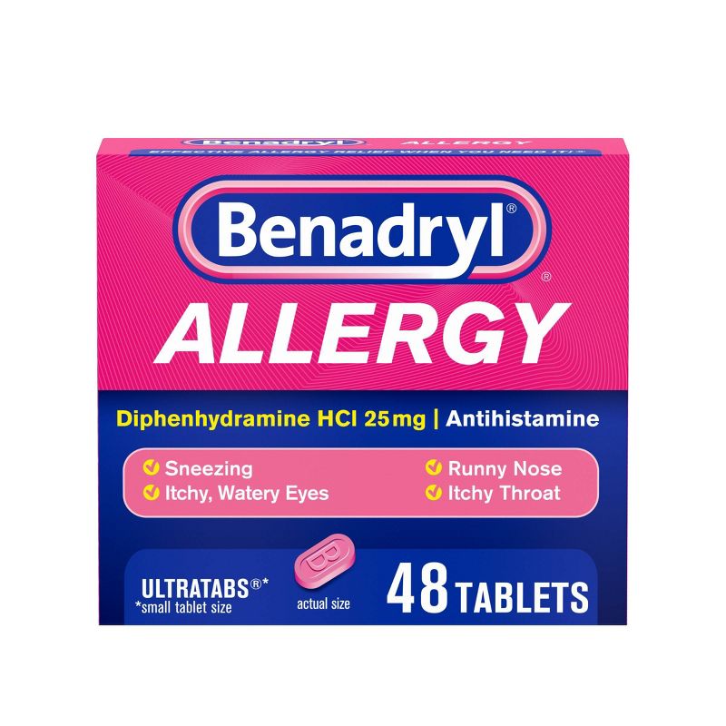 Benadryl Ultratabs Diphenhydramine Antihistamine Cold &#38; Allergy Relief Tablets - 48ct, 1 of 10