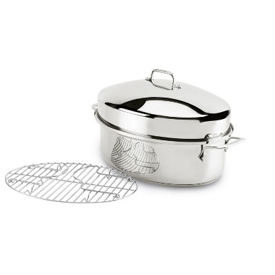 All-Clad 19 x 12 x 10 Inch Stainless Steel Oval Roaster with Lid and Flat Rack, Gourmet Accessories
