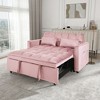 57'' Velvet 3-in-1 Pull Out Reclining Sofa Bed with Pillows, Solid Wood Frame, and Built-In Storage - 2 of 4