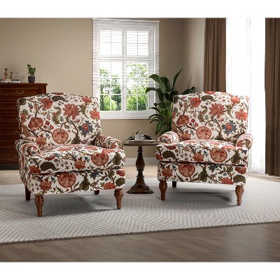 Set of 2 Dani comfy Livingroom Armchair with Solid Wood Legs  | KARAT HOME