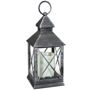 Sunnydaze 10" Yorktown Black Traditional Style Plastic and Glass Battery Operated Indoor LED Candle Lantern