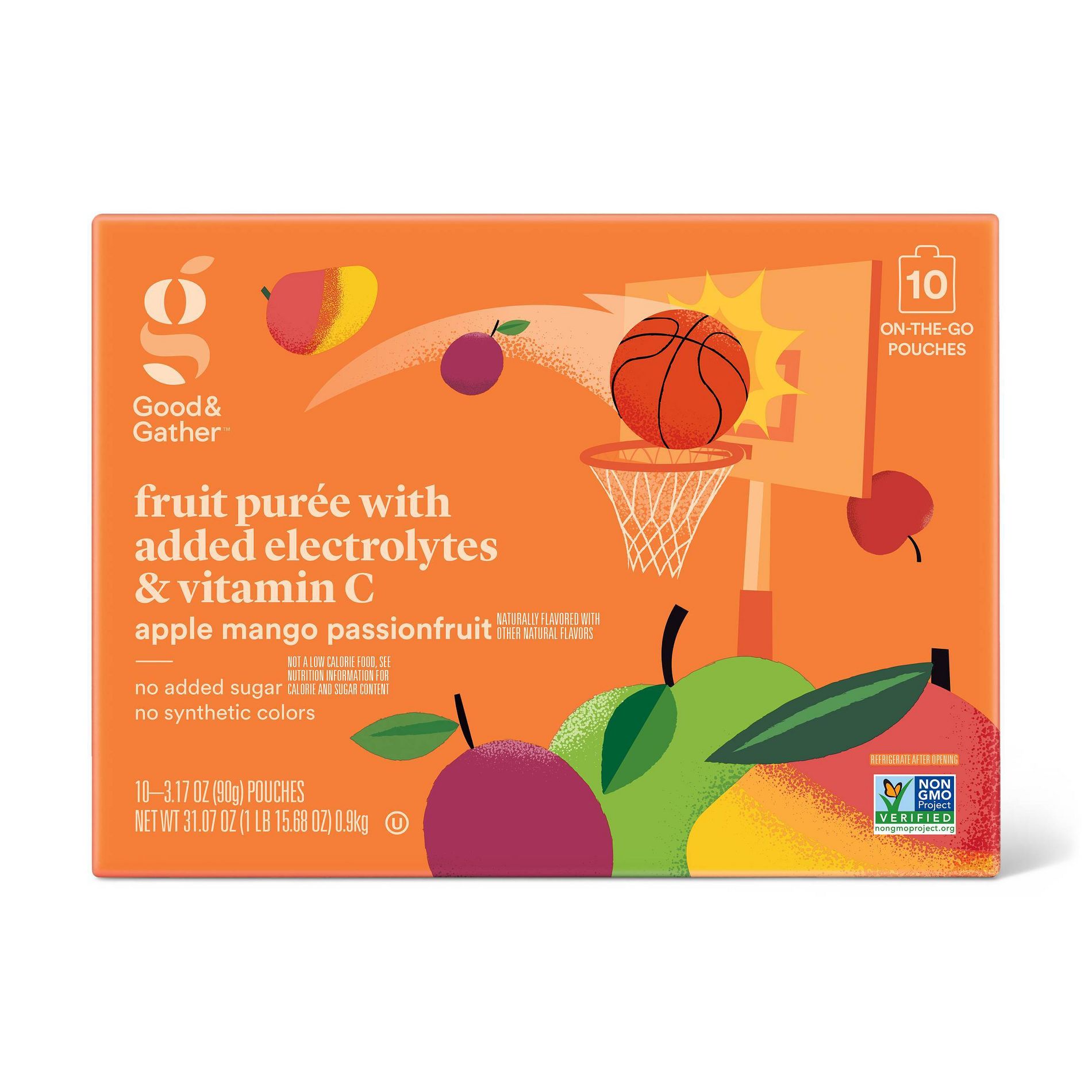 Apple, Mango, Passionfruit Applesauce with Electrolytes and Vitamin C Pouches- 31.7oz/10ct - Good & Gather™