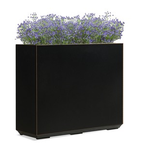 Wallowa Weather Resistant Metallic Heavy Duty Planter Box with Removable Shelf and Drainage Holes Black - 1 of 4