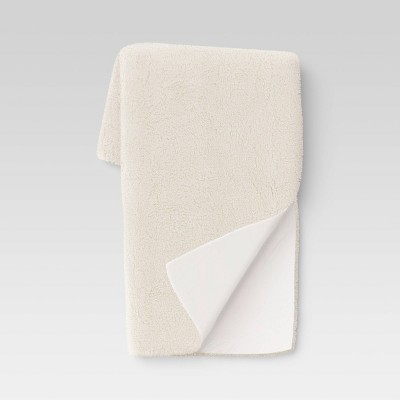 Long Faux Fur Throw Blanket Off White - Threshold™