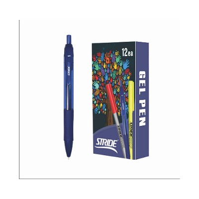 StrideRio Retractable Gel Pen Medium Point Blue Ink Dozen (52002)