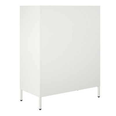 White Metal Lockable Cabinet with Adjustable Shelving